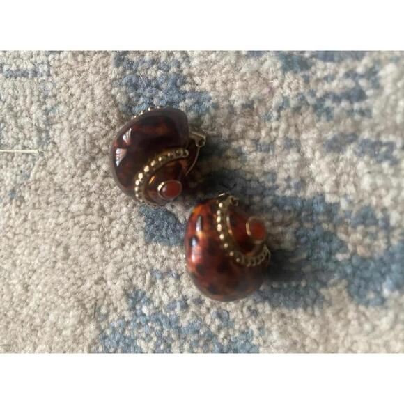 Menegatti Italian 925 Enamel Clip-On Earrings with Gold Detailing - Picture 4 of 11